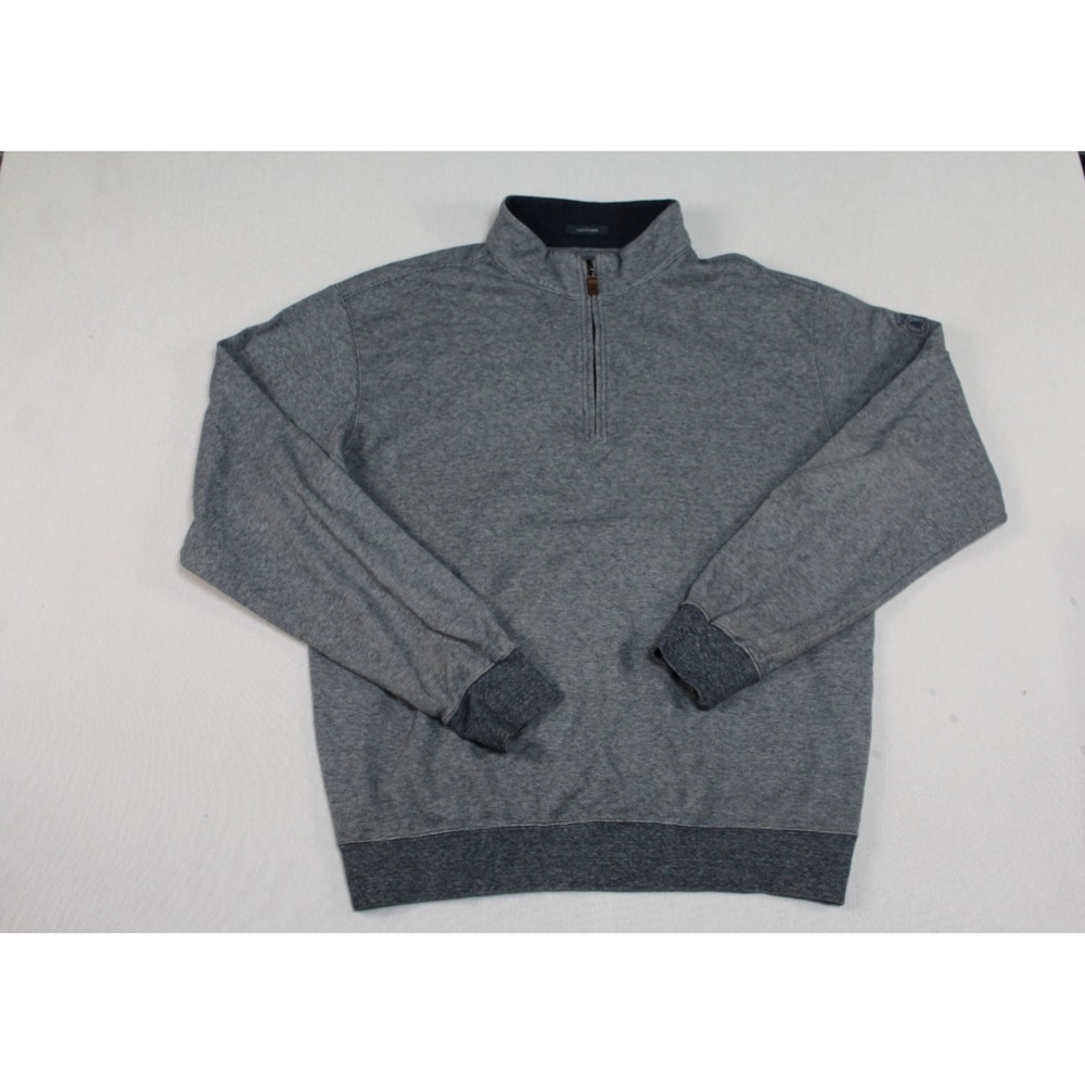 Turtleson Men Blue Gray Sweater Mock Neck Quarter ZIp LOng Sleeve SIze Medium